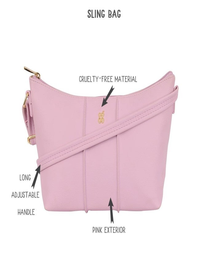 Baggit Women Pink Hobo Sling Bag Small Size | Ladies Stylish Casual Cross Body Purse Handbag - Image 2